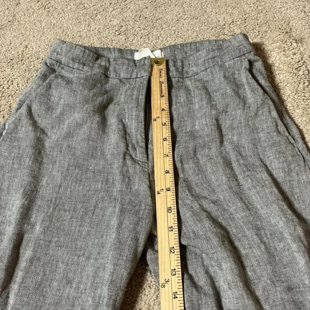H&M Linen Blend Old Money Wide Leg High Waisted‎ Grey Melange Trousers Pants 4